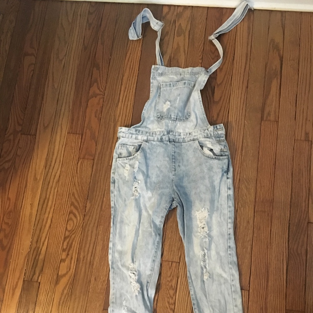 Forever 21 distressed overalls